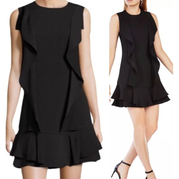 NWT BCBG MAXAZRIA Annemarie Ruffle Dress Black SIze S - Picture 1 of 2